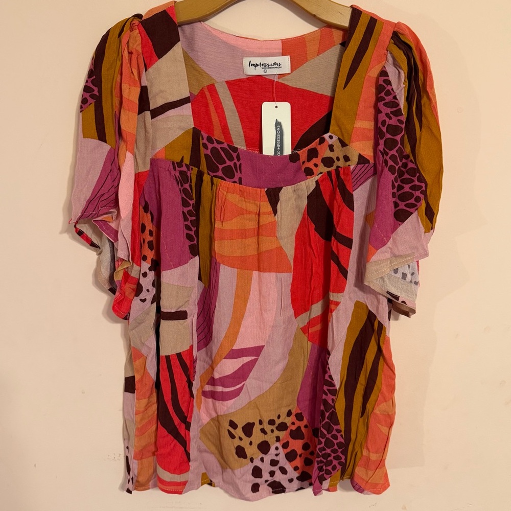 NWT Mixed Print Top - Picture 2 of 6